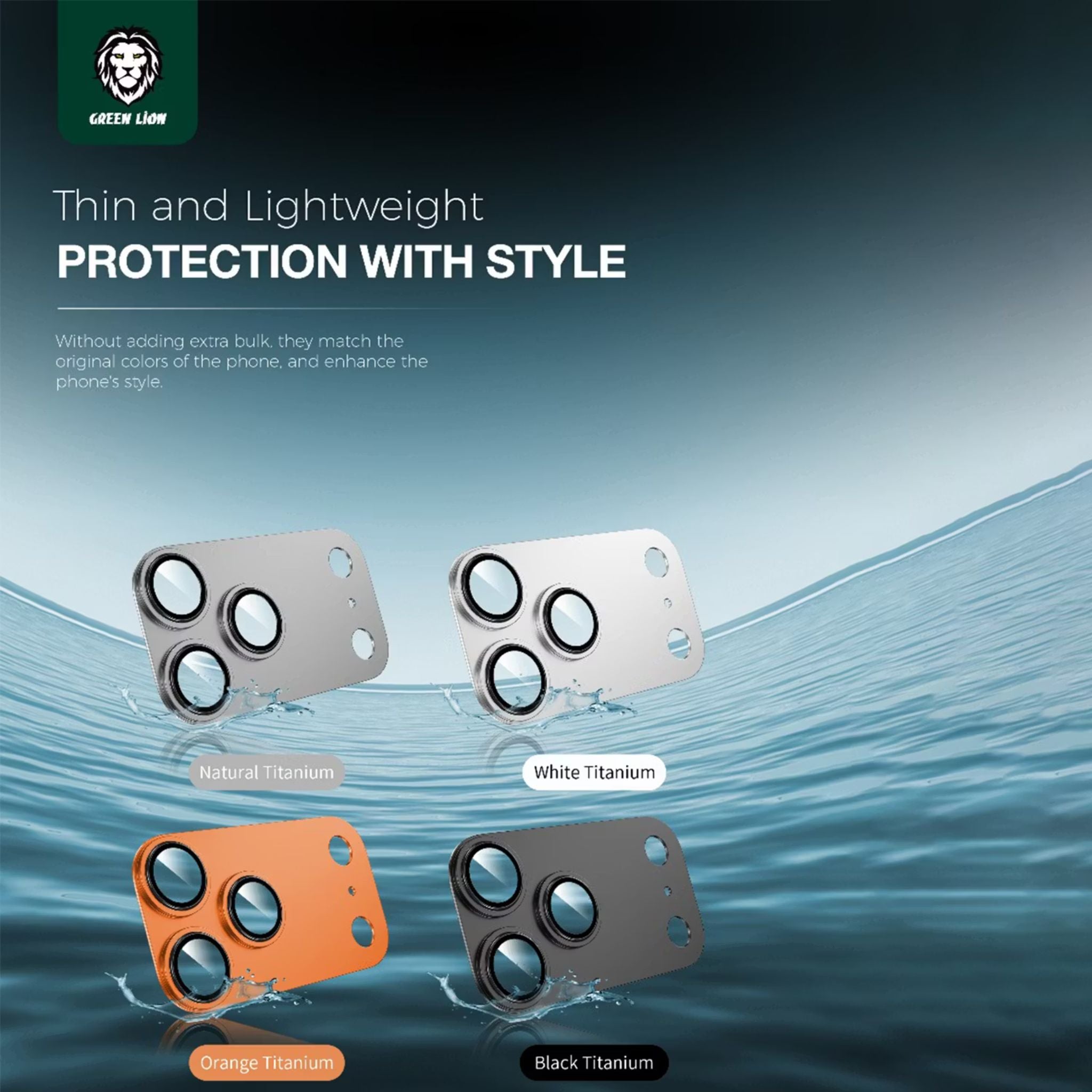 Green Lion Camera Lens Pro for iPhone 17 Pro Max, HD Clarity, Anti-Scratch, Anti-Fingerprint, Nano Absorption, Aluminum Lenses, Innovative Design, Easy Installation - Silver Titanium