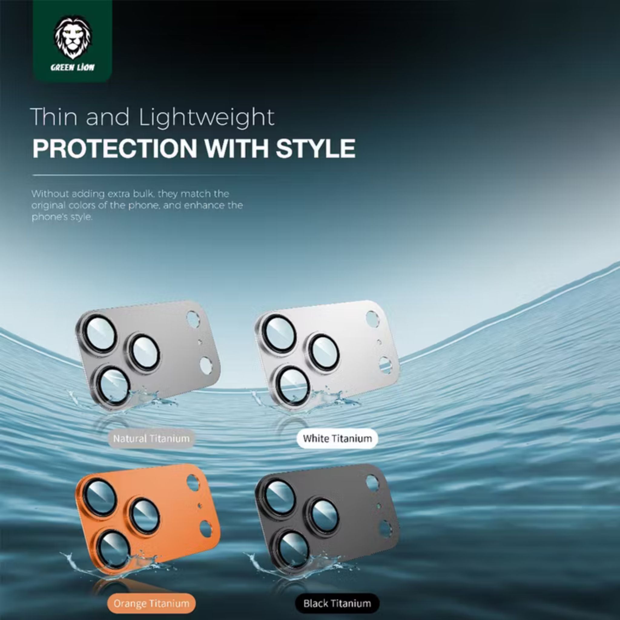 Green Lion Camera Lens Pro for iPhone 17 Pro Max, HD Clarity, Anti-Scratch, Anti-Fingerprint, Nano Absorption, Aluminum Lenses, Innovative Design, Easy Installation - Blue Titanium