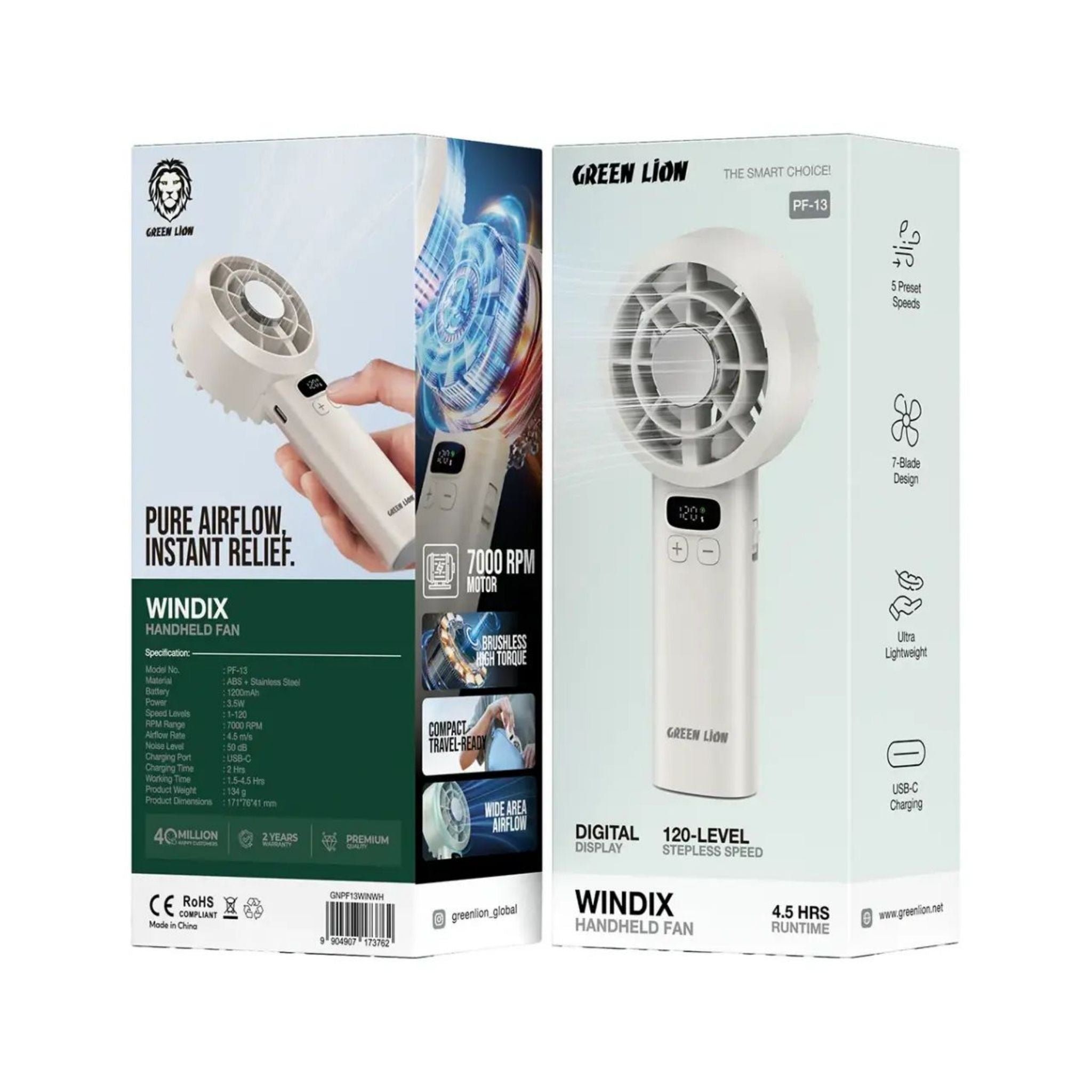 Green Lion Windix Handheld Fan - White