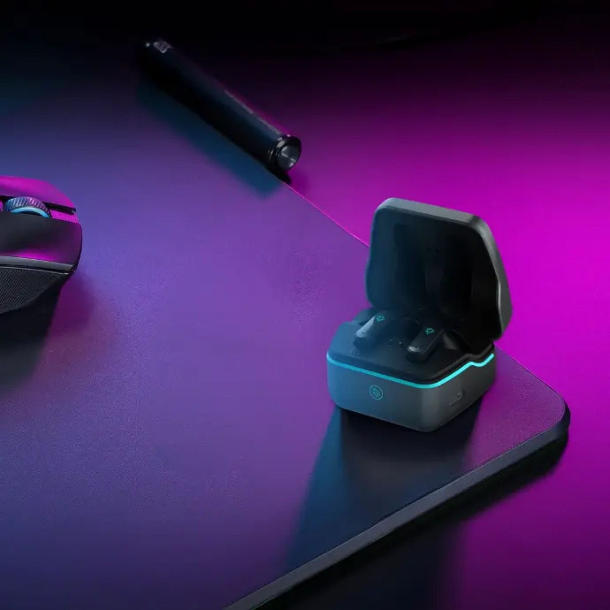Porodo Gaming Ultra-Low Latency Earbuds with RGB Lights, Dual Mic ENC, Bluetooth 5.4, 6H Playtime, Type-C Charging – Black