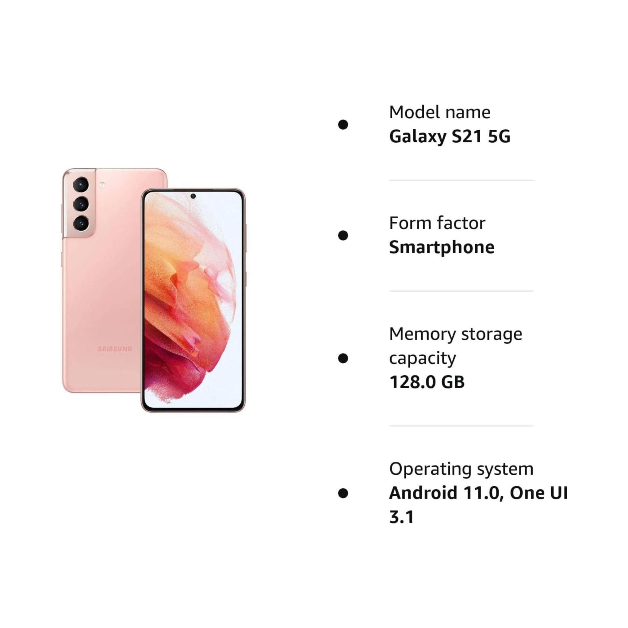 Samsung Galaxy S21 5G Used Smartphone, 128GB Storage – Phantom Pink
