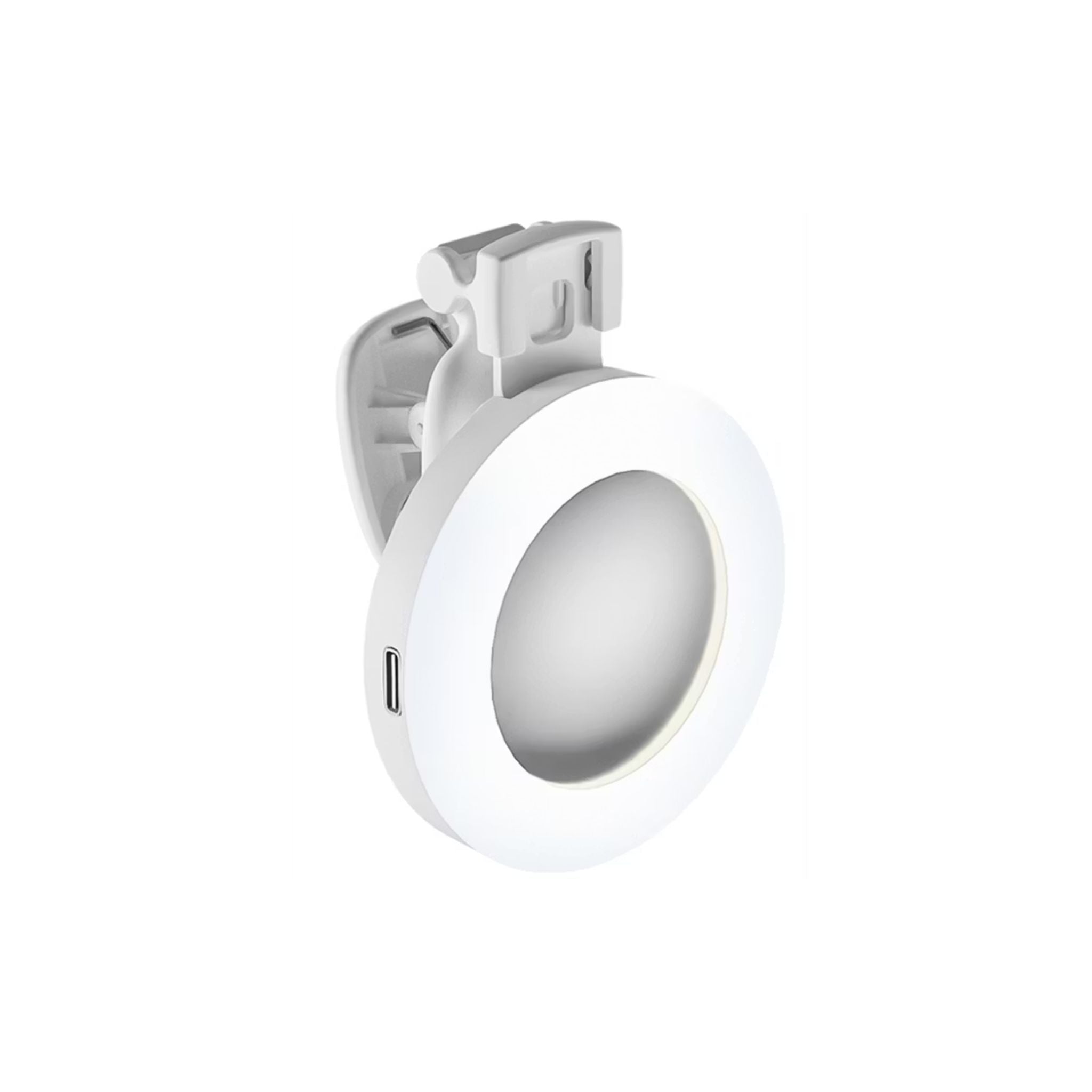 Porodo Lifestyle Clip-On Mirror Fill Light with Camera Mount, Type-C Charging Port, 200mAh Battery Capacity, Up to 4 Hours Working Time, 180° Adjustable Angle, Customizable Light Modes - White