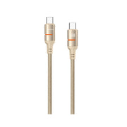 Gold USB cable with connectors on a white background