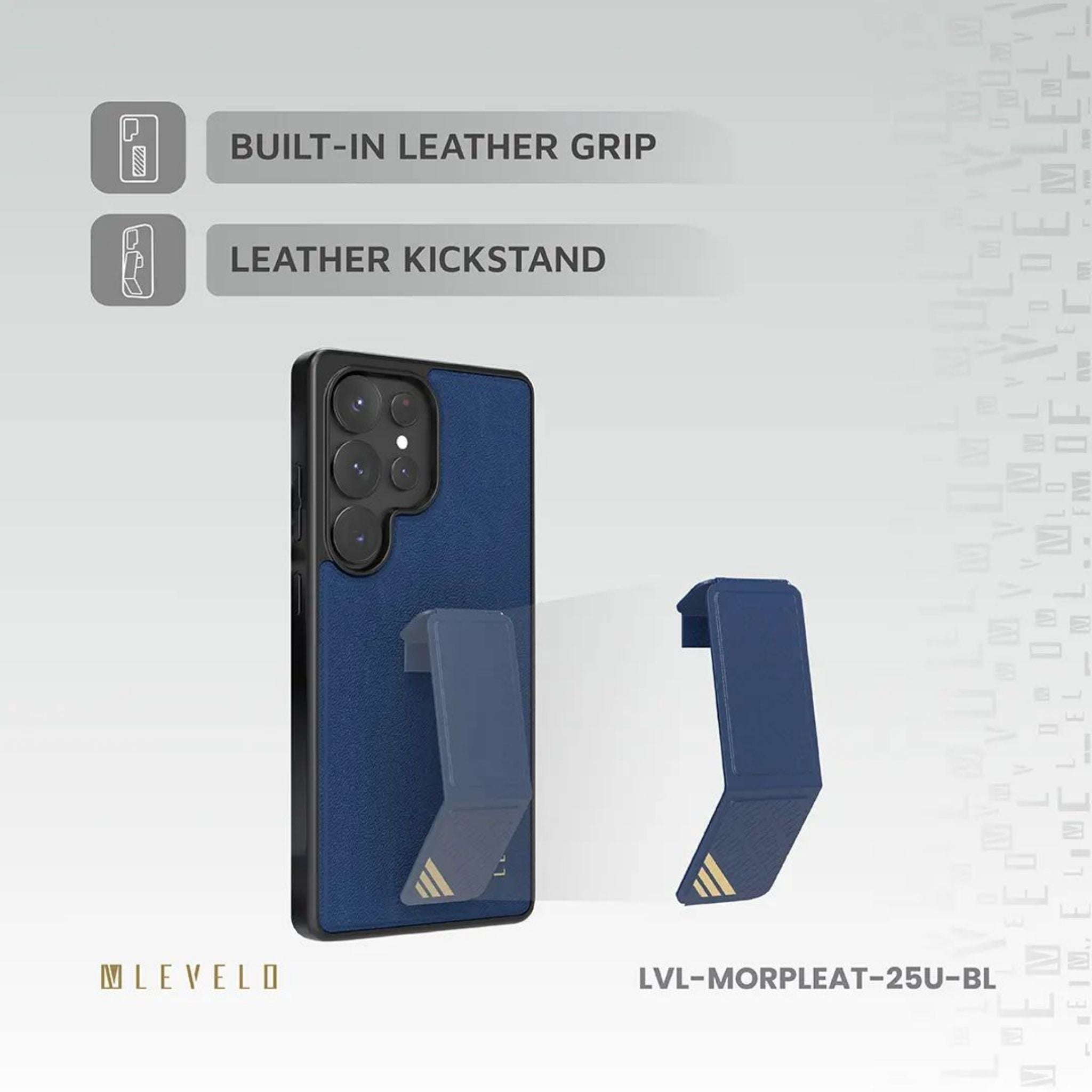 Levelo Morphix Leather Case for Samsung S25 Ultra - Blue