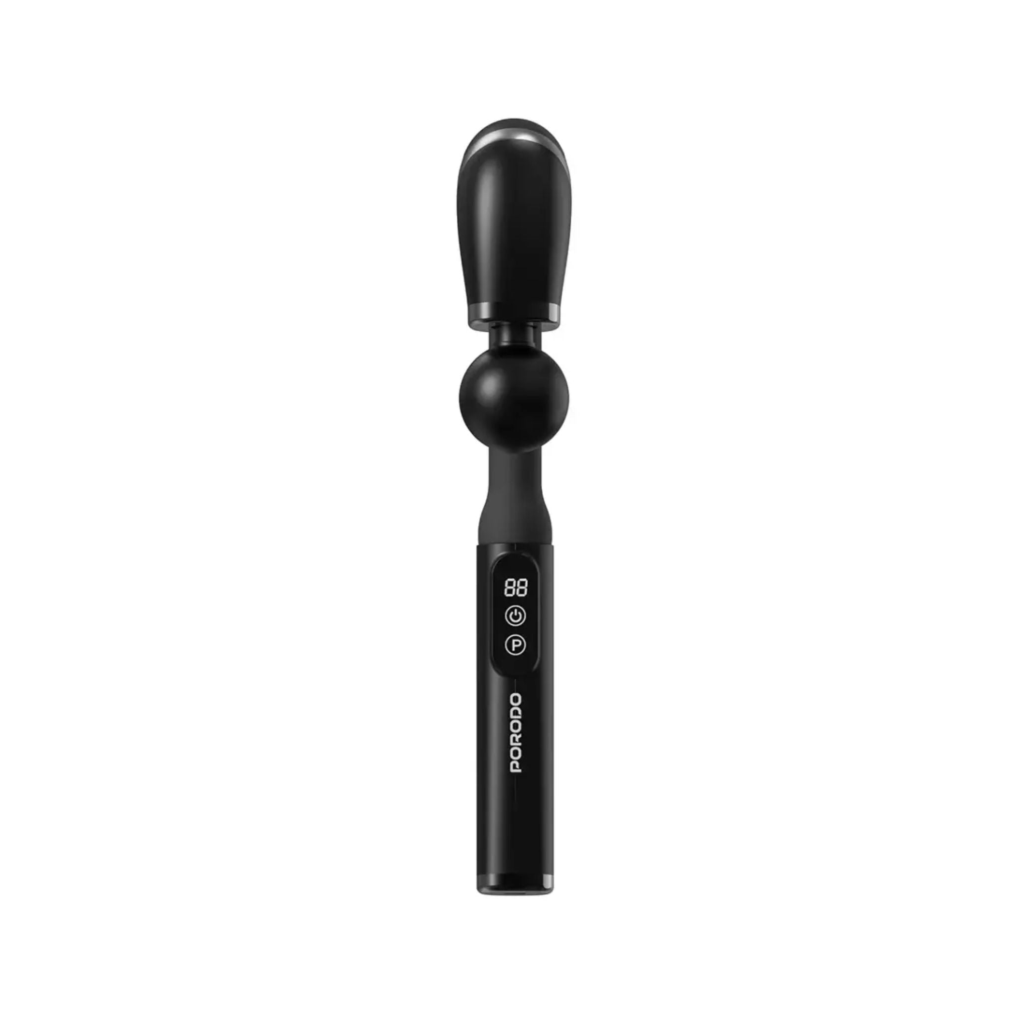 Porodo Lifestyle U-Shaped 4-Head Deep Tissue Massager with 6 Speed Levels, 3 Modes, LCD Display, USB-C Charging, 2000mAh Battery, Ultra-Quiet Ergonomic Design - Black