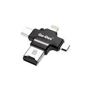 Multi-device USB adapter with 'Go-Des' branding on a white background