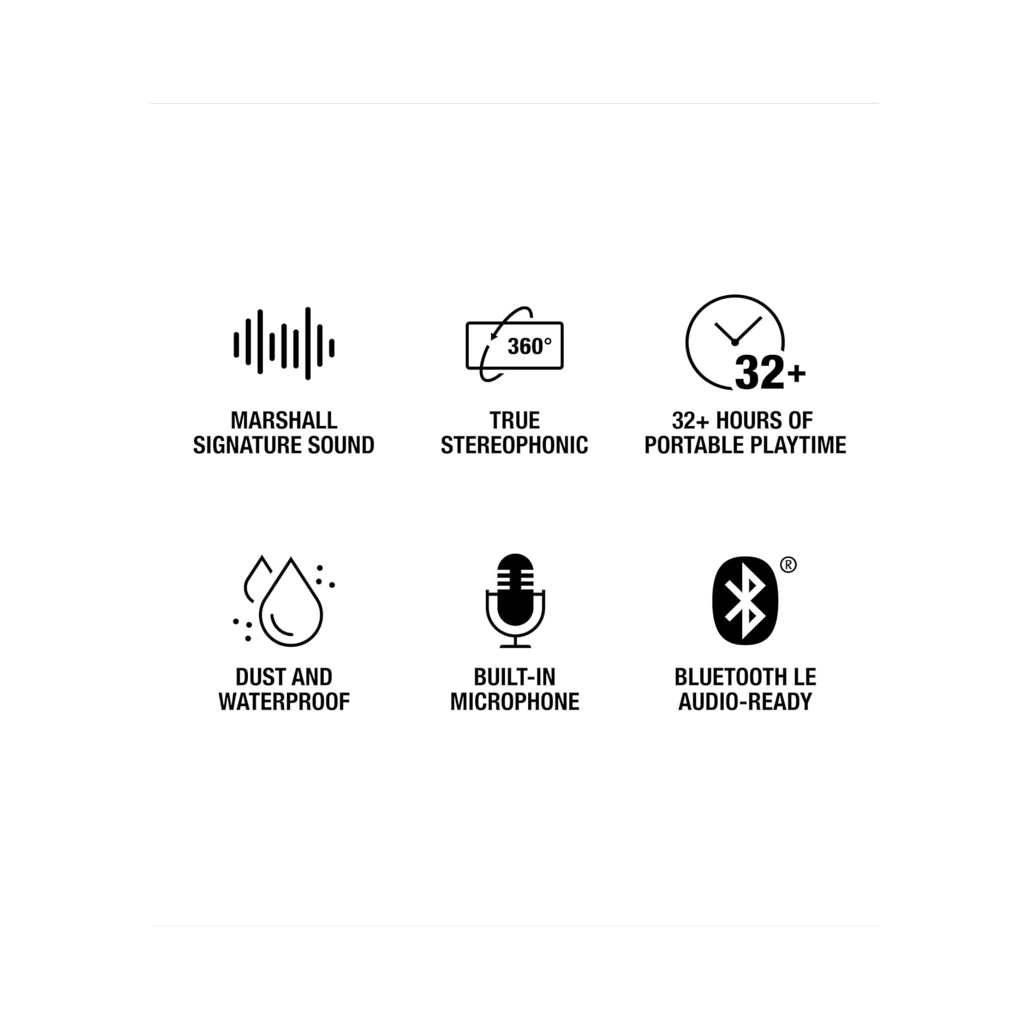 Marshall Emberton III Portable Bluetooth Speaker - Water Resistant Wireless Speaker Portable Speaker with 32+ Hours of Playtime - Cream