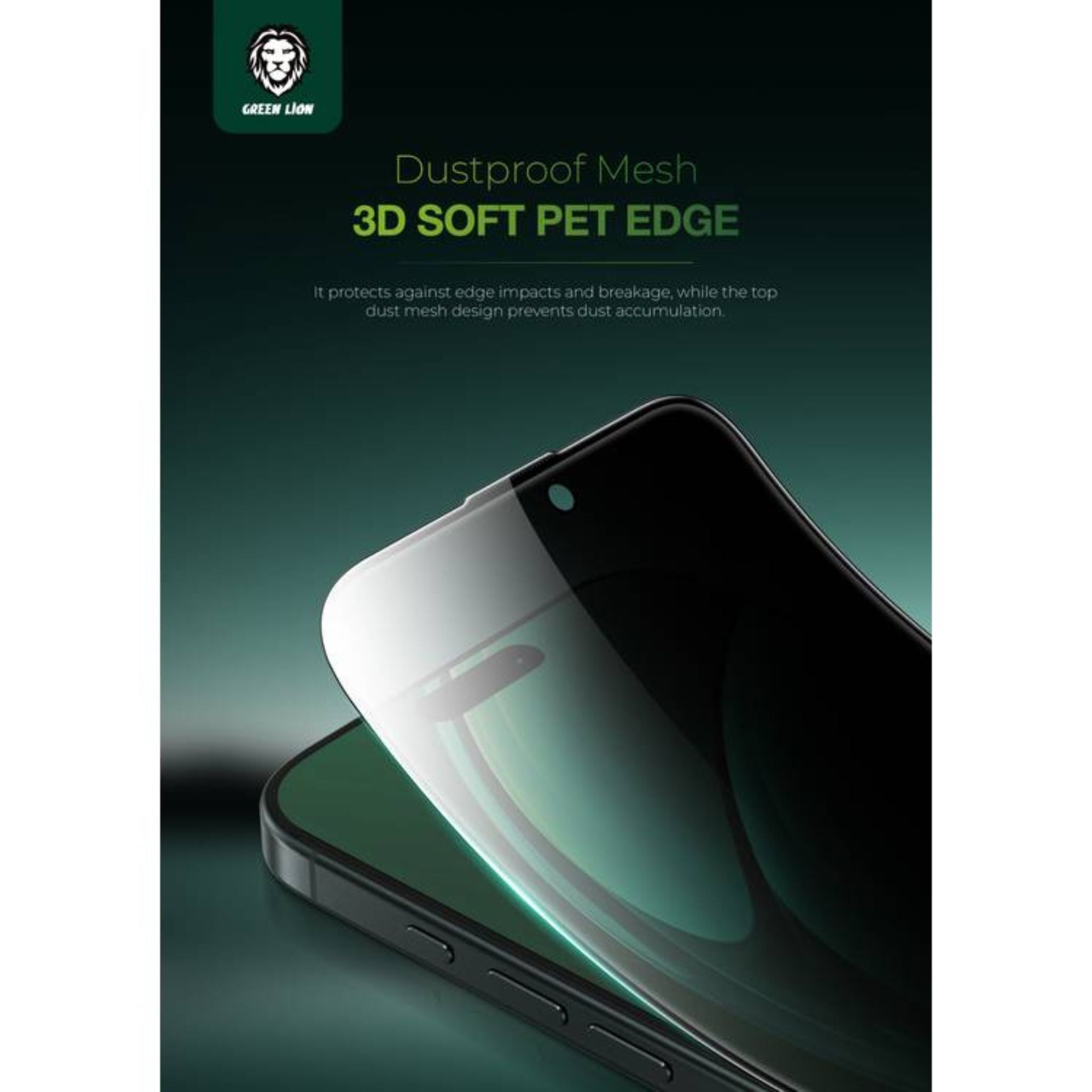 Green Lion 3D Silicone Plus Advanced Privacy Edge Glass for iPhone 16 Plus, Crystal Clear, Bubble Free, Anti Scratch, Highly Responsive, Anti Fingerprint, Grease Resistance - Black