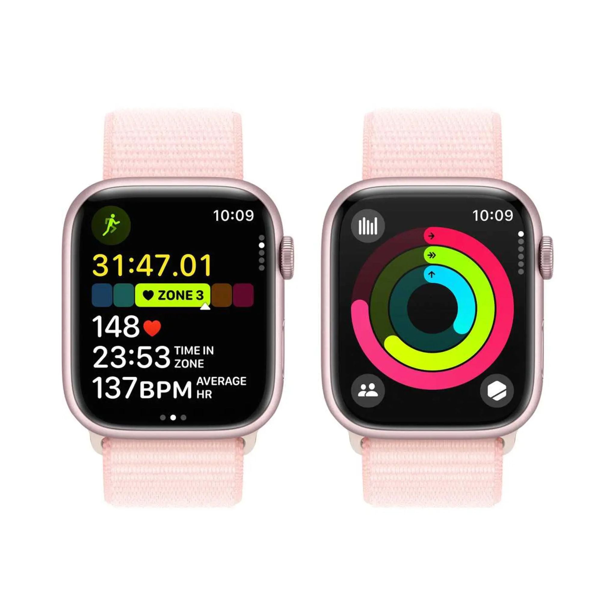 Apple Watch Series 9 GPS 45mm Pink Aluminum Case with Light Pink Sport Loop