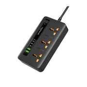Porodo Blue Multiple Ports Power Hub with ×2 USB-A & ×3 USB-C Ports, 3 AC Sockets, 3000W Rated Power, 2m Cable Length, Universal Compatibility - Black