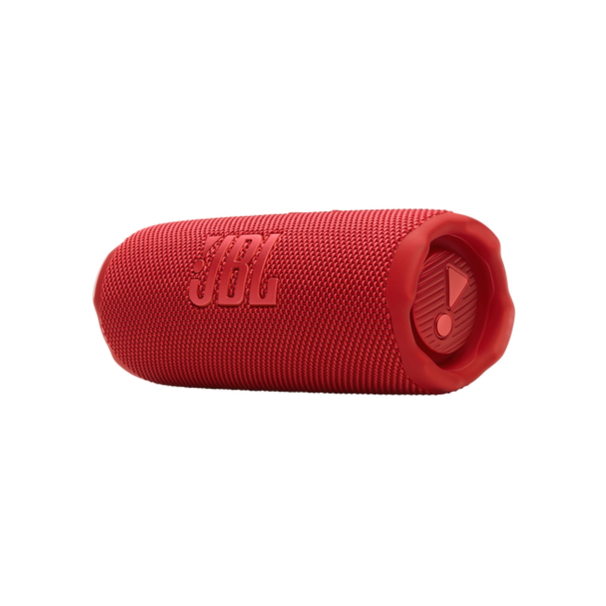 Red JBL speaker on a white background