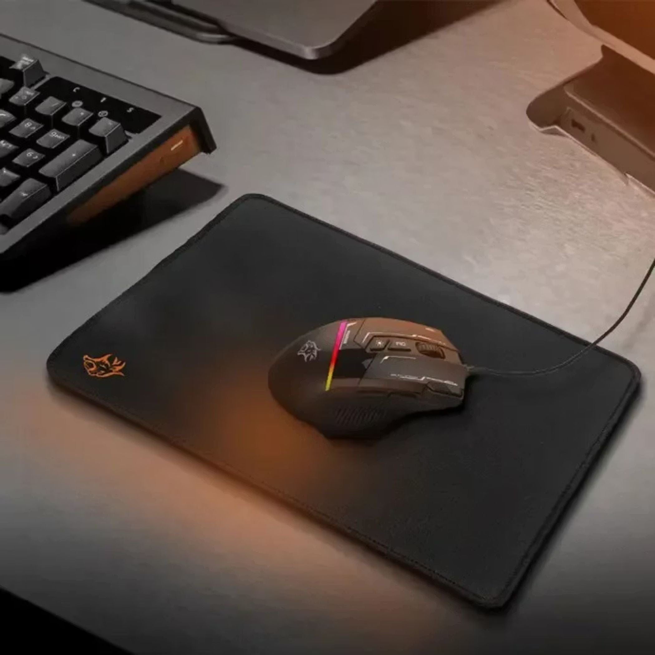 Porodo Gaming 4 in 1 Gaming Kit with Keyboard, Head phone, Mouse and Mouse Pad, Windows and Linux Compatibility, 13 RGB Light Mode - Black