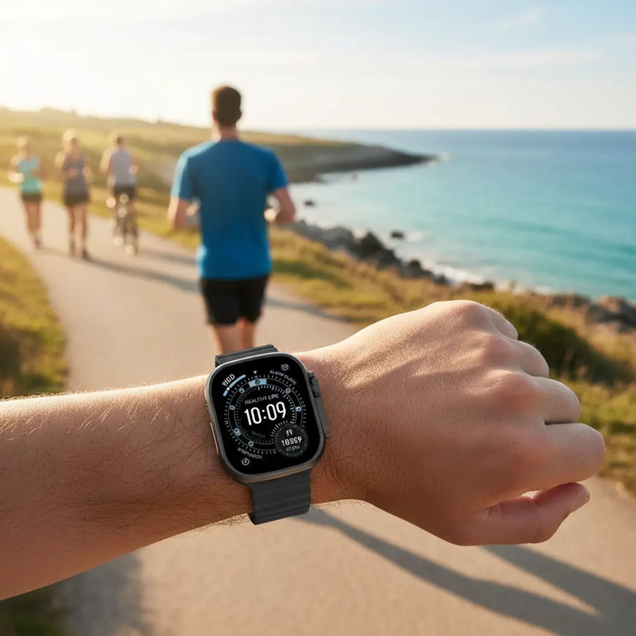 Green Lion Communicate 49mm Ultra Smartwatch, 2.04” AMOLED Display, 350mAh Battery, 2–3 Days Use, 10-Day Standby, Bluetooth 5.4, 1GB Flash, 3ATM Waterproof, Wireless Charging, Double Tap, Dynamic Island, Always-On Display, 500+ Watch Faces-Black