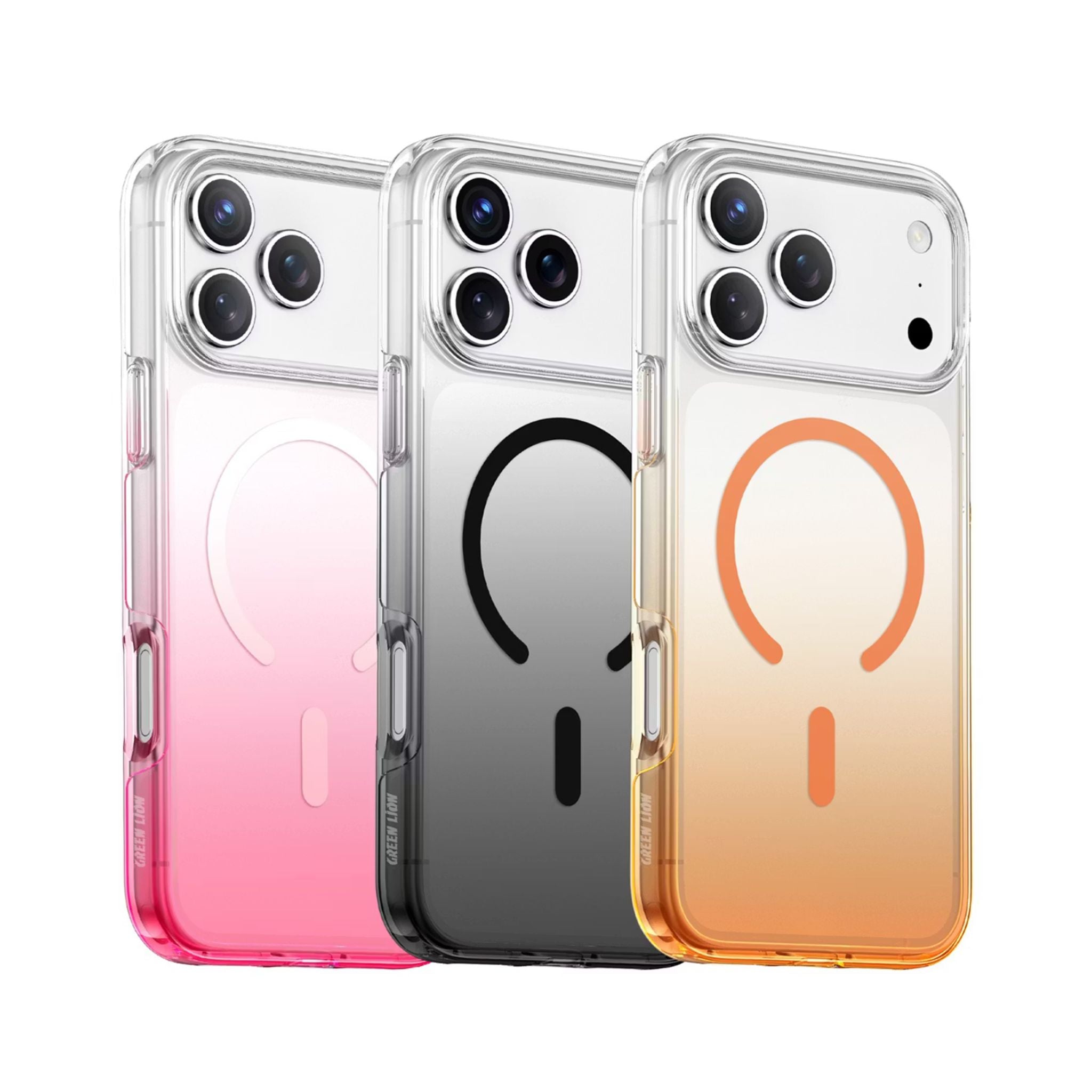 Green Lion Gradient Magsafe Case for iPhone 17 Pro, Powerful Magnetic Lock, Antioxidant Layer, Scratch Resistant, Anti-Yellowing, Drop Protection, Air Cushion, Non-Slip Grip - Pink