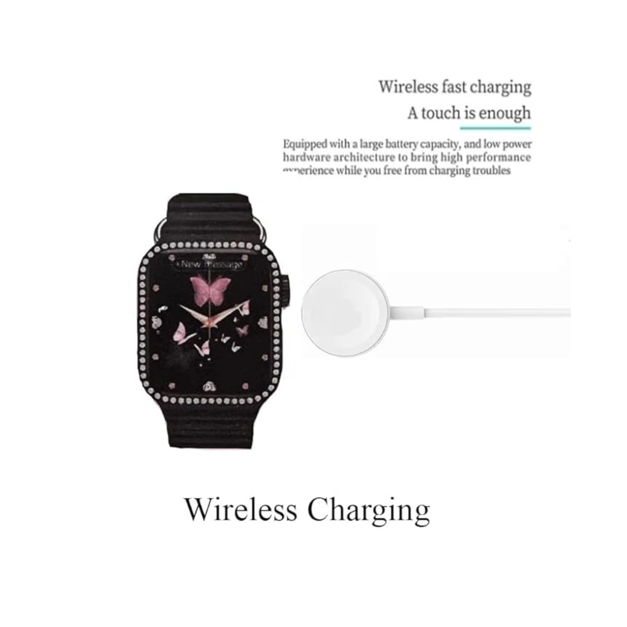 MODIO MW19 Mini Smart Watch With 36mm Display 4 Pair Straps Necklace and Bracelate Designed For Womens