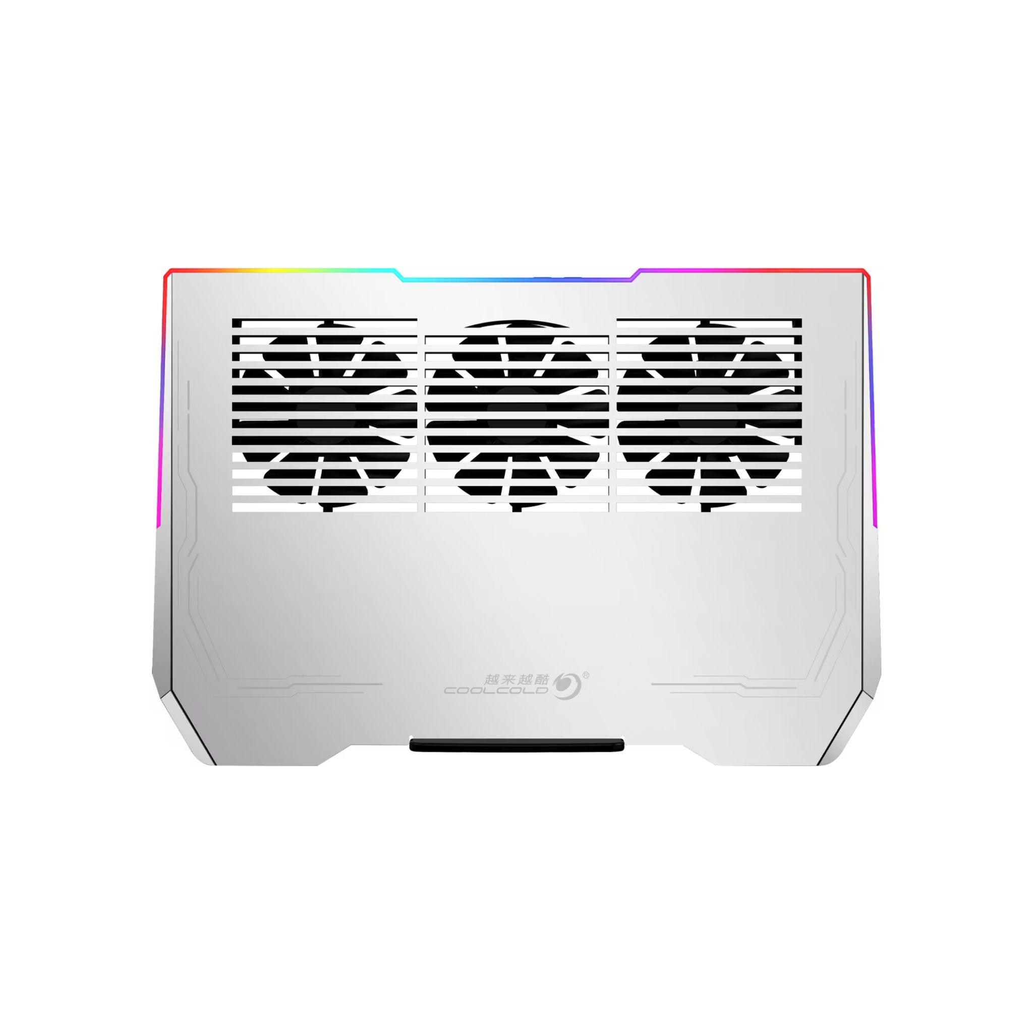 Porodo Gaming Aluminum Multi-Fan Cooling Pad, up to 17" Devices Compatible, 3 Viewing Angles, 3 Fan Levels, 1500 RPM, 28dB Low Noise - Silver