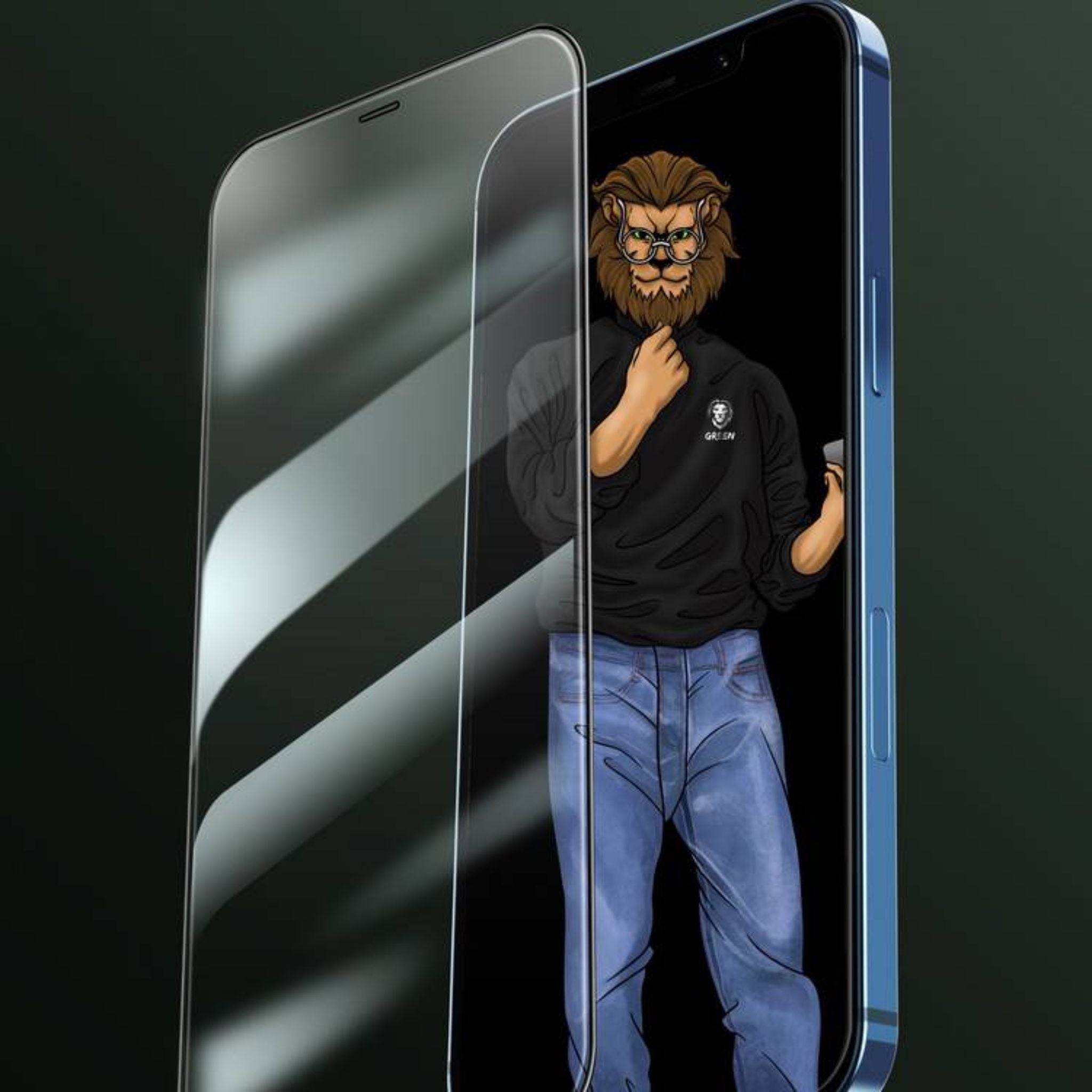 Green Lion 9H Steve HD Glass Protector for iPhone 12 Pro Max ( 6.7" ), Anti Scratch & Anti-Finger Print, Highly Responsive, Grease Resistance, Bubble Free - Clear