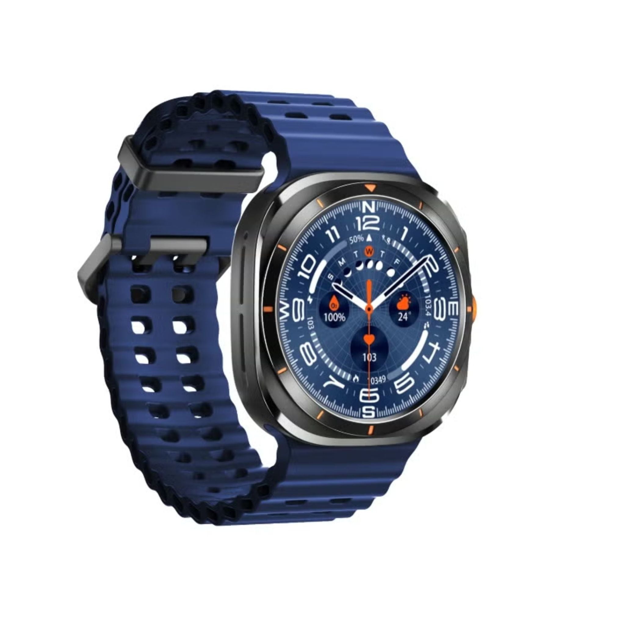 Porodo Voyager Smart Watch 1.43" AMOLED Display 466×466, Bluetooth Calling, Built-In Compass, Rugged Zinc Alloy Design, 400mAh Battery Up to 7 Days, Android & iOS Compatible- Blue