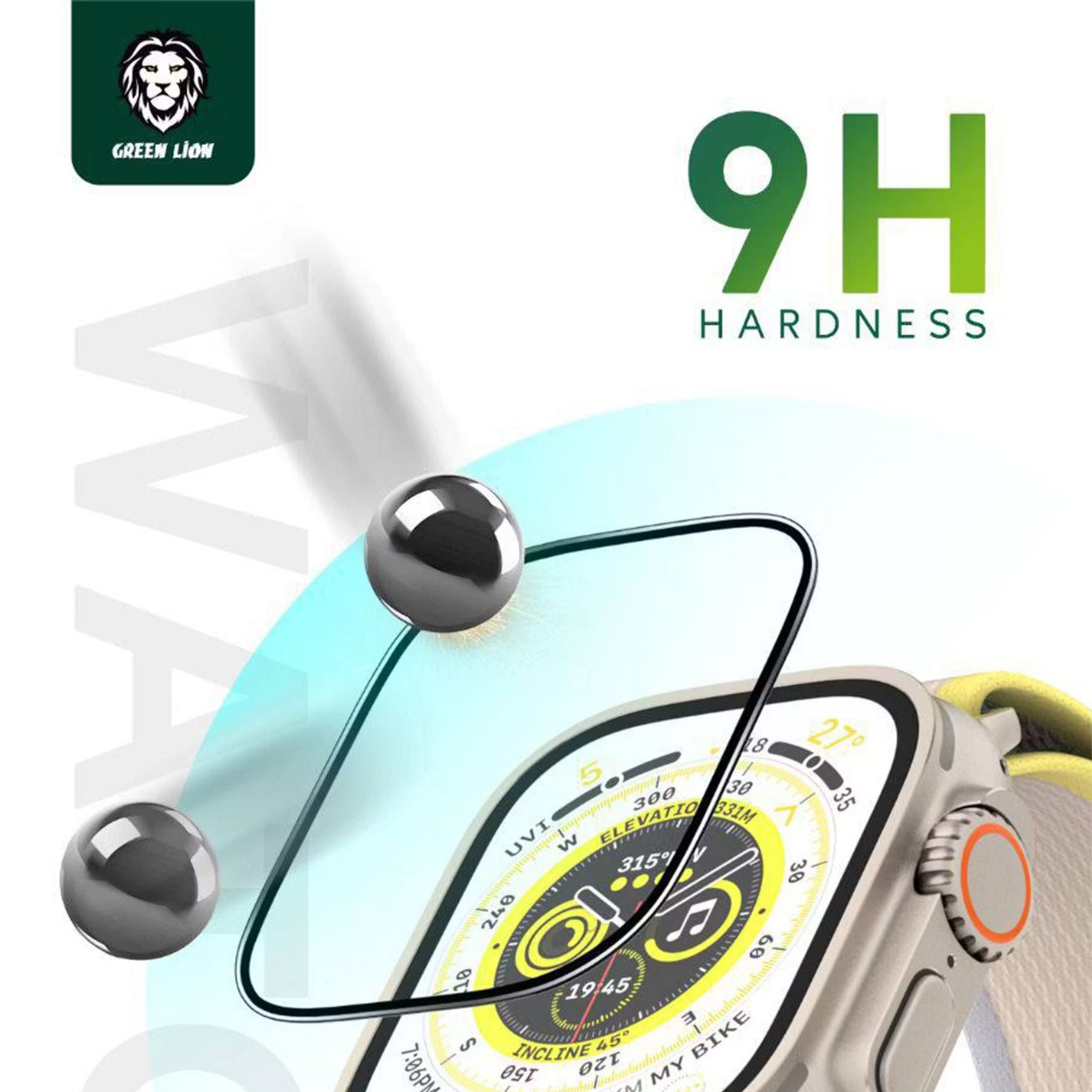 Green Lion Ultra Pro HD Glass Full Protection for Apple Watch 49mm with High Alumina Glass, Oleophobic Coating, Anti Scratch & Anti Fingerprint, Shock Absorbing, Ultra Thin - Crystal Clear