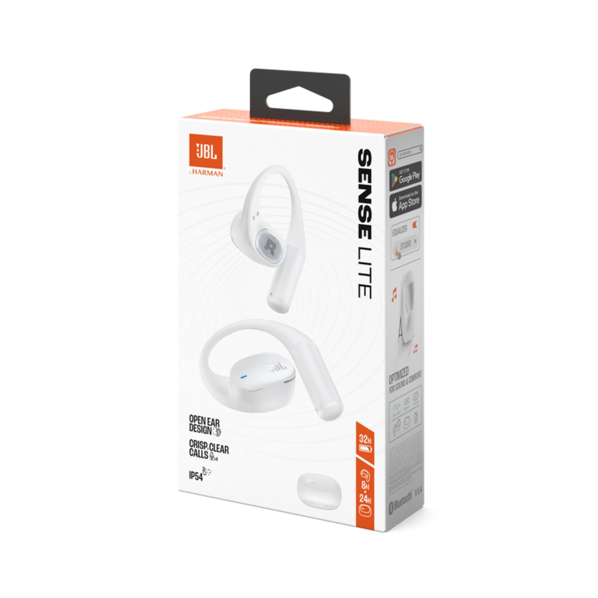 JBL Sense Lite Wireless Earbuds with Open Design and Ear Hook, JBL OpenSound Air Conduction Technology, 32 Hours Operation, Water & Dust Resistant IP54- White