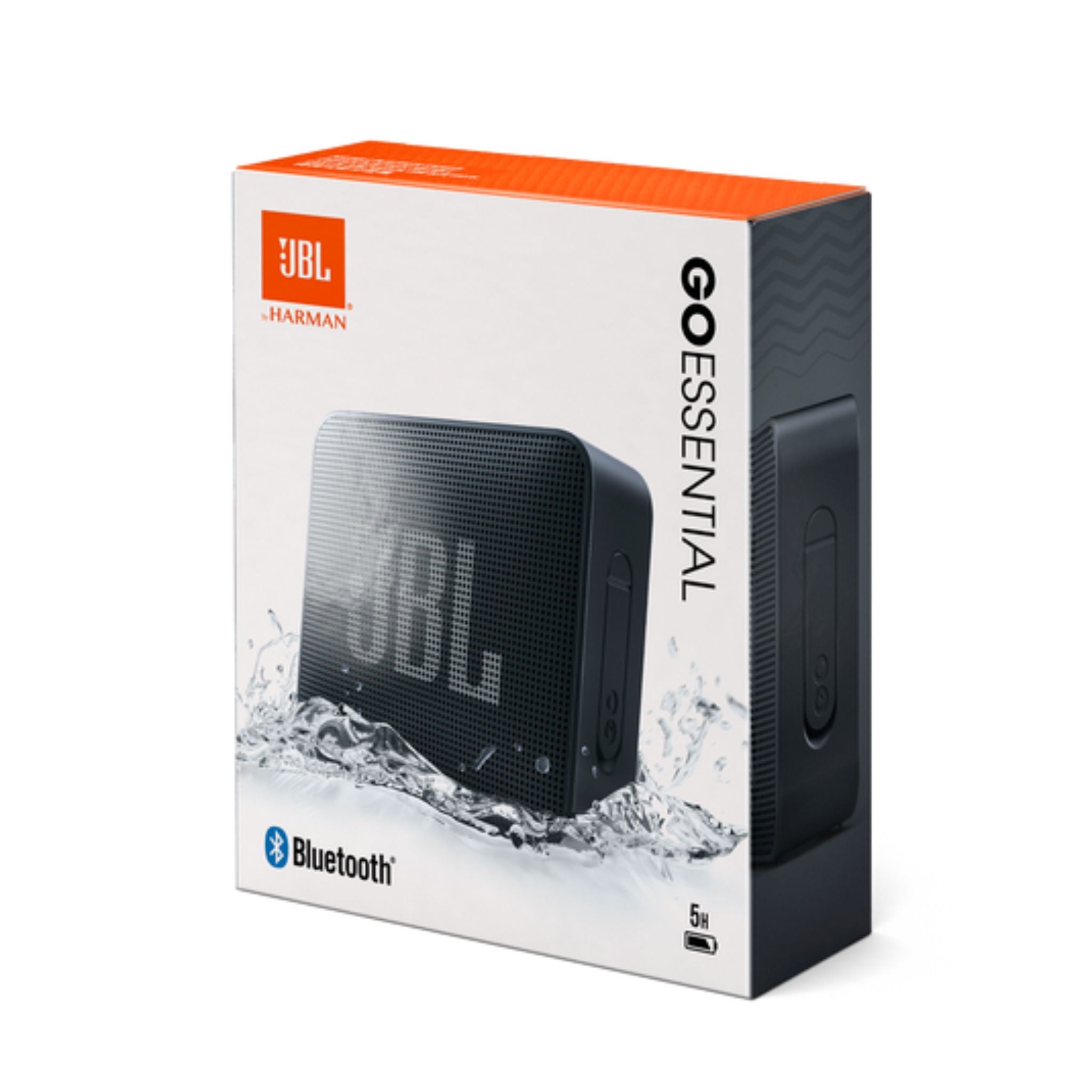 JBL Go Essential Portable Waterproof Speaker, Original JBL Pro Sound, Big Audio and Rich Bass, IPX7 Waterproof, Wireless Streaming, 5 Hours of Battery - Black