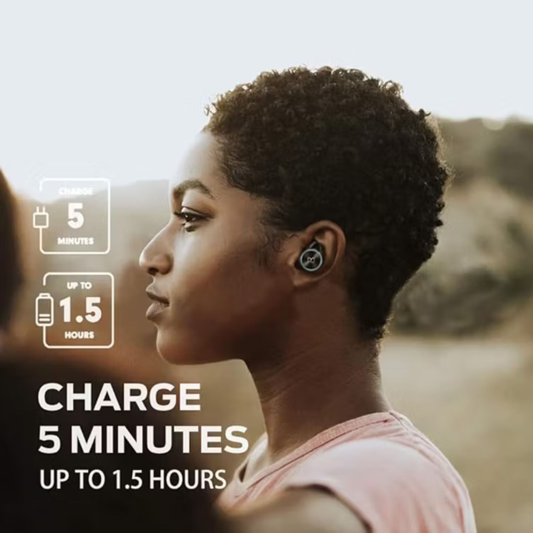 Monster Clarity 101 AirLinks Wireless Earbuds, Bluetooth Version 5.0, Type-C Charging Port, 360° Rotatable Charging Case, Touch Control, 60 Hours Battery Life - Black