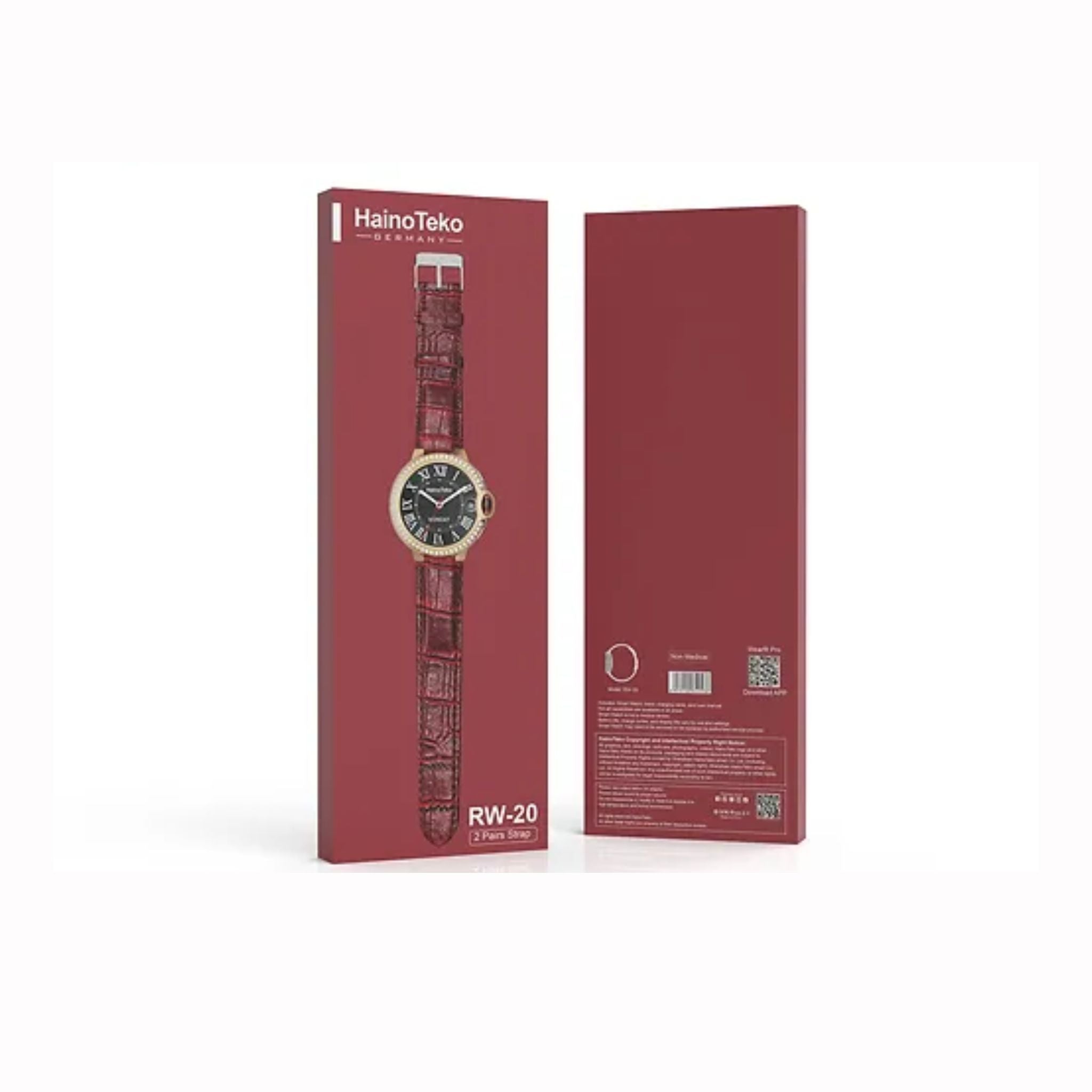 Haino Teko Smartwatch with Two set strap for women's and Girls (RW-20-Red&Black)