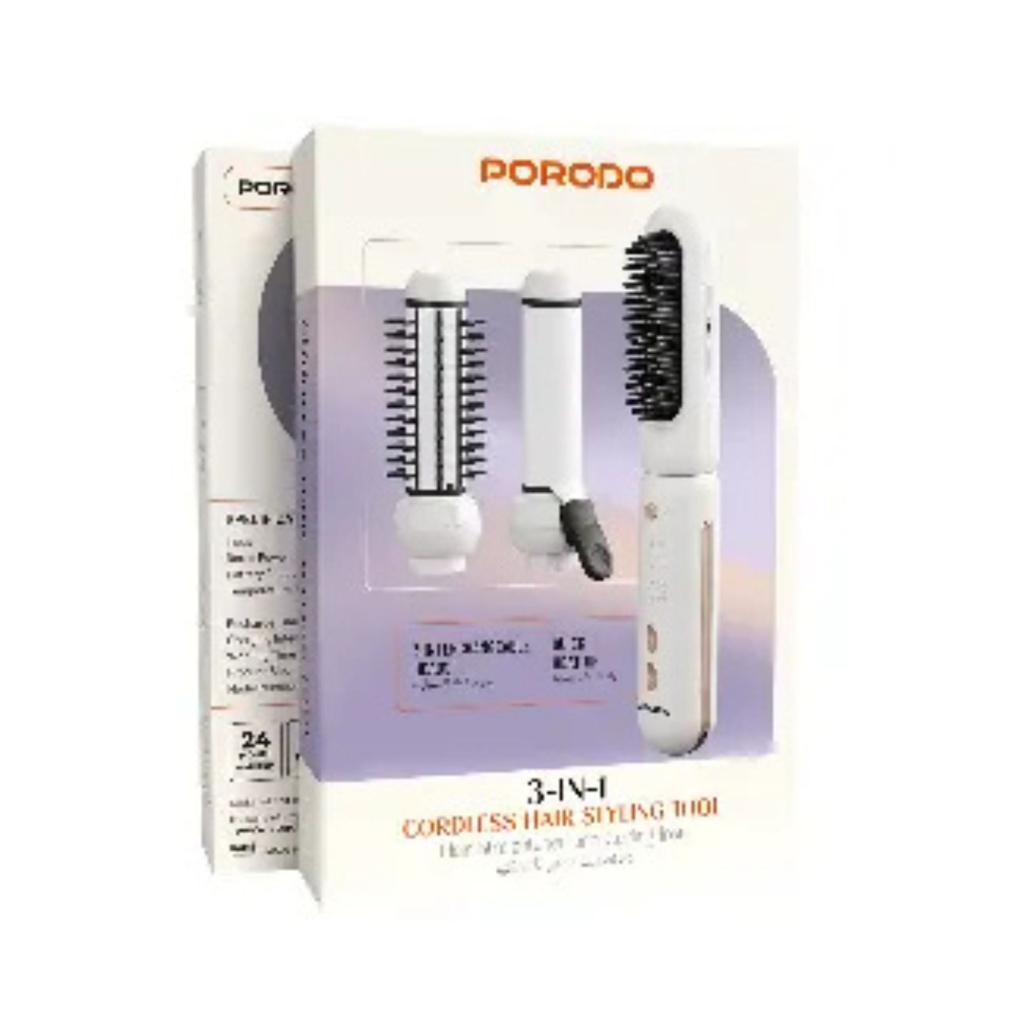 Porodo 3-in-1 Cordless Hair Styling Tool, Hair Straightener & Curling Iron with 3 Interchangeable Heads, USB-C Rechargeable, Adjustable Heat Settings, Quick Heat-Up, Travel-Friendly Hair Styler- White