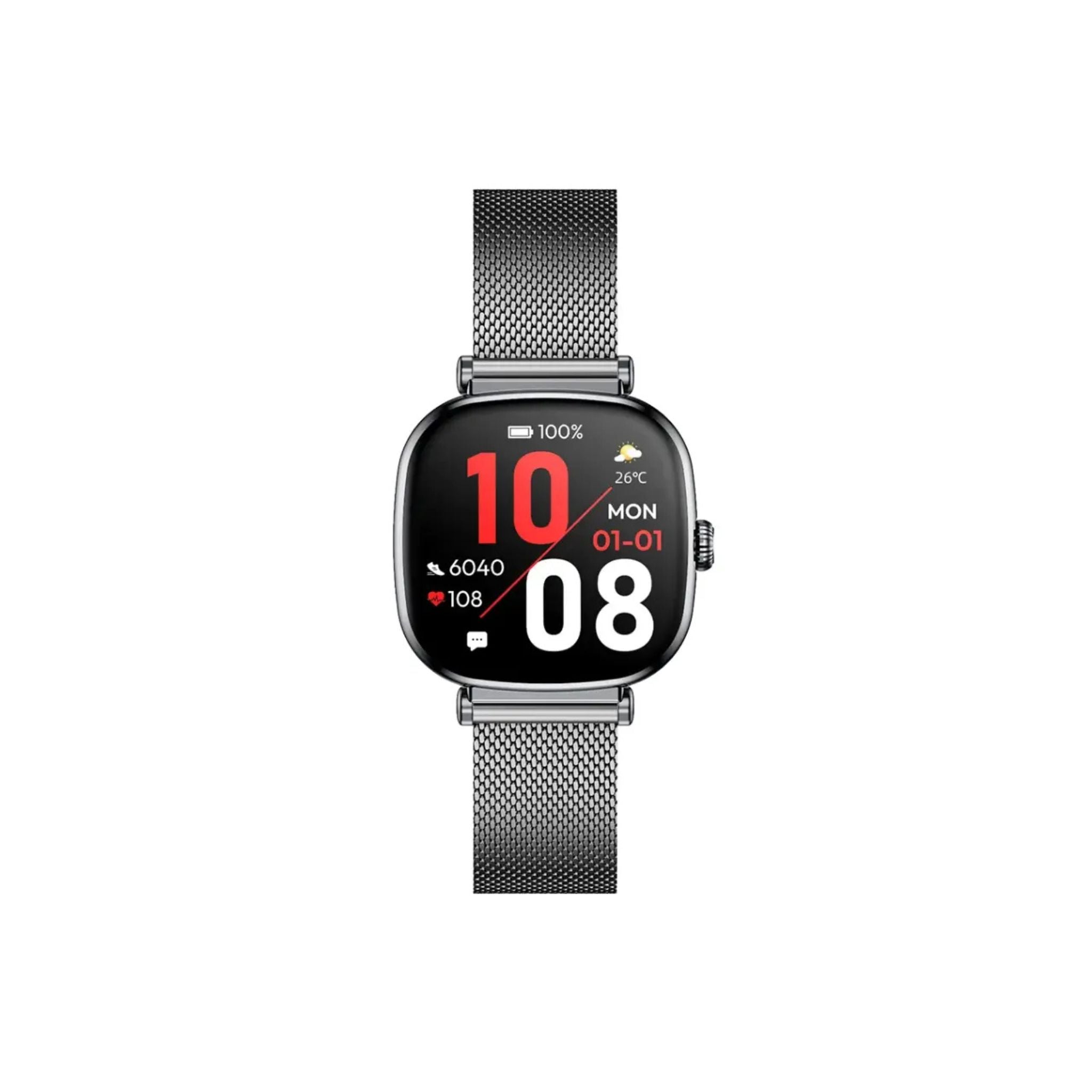Green Lion Princess Smart Watch, 1.70" AMOLED Display, 336x336 Resolution, 1000 Nits Brightness, Bluetooth 5.2, Heart Rate & Blood Pressure Monitoring, IP68 Waterproof, Glossy Black